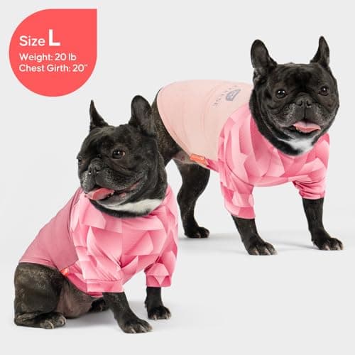 KYEESE 2Pack UV Protection Dog Shirt, UPF 50+ Cooling Dog T Shirts for Small Dogs Girl, Breathable Reflective Dogs Sun Shirts with Sleeves Summer Pet Clothes, Pink, L — view 5