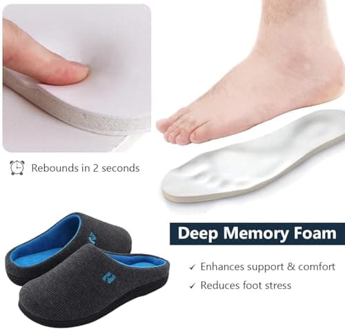 RockDove Men's Original Two-Tone Memory Foam Slipper, Size 11-12 US Men, Dark Gray/Blue — view 4