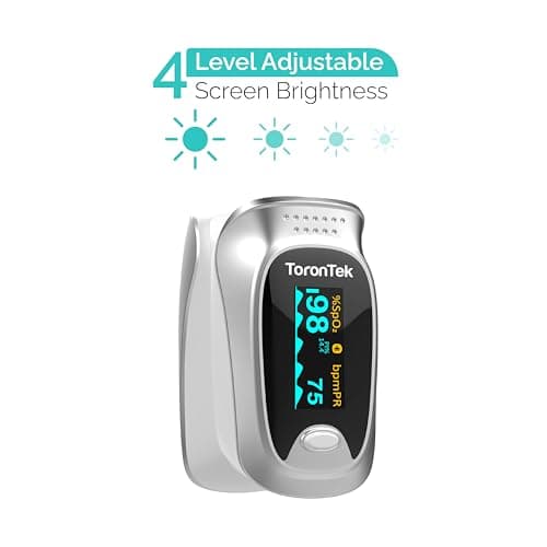 Pulse Oximeter | Medical-Grade | Proudly Canadian | Bluetooth & Free App | Track SpO2 & Heart Rate | Finger Oxygen Monitor with Alarm | Rotatable OLED Display | Case, Batteries & Lanyard |ToronTek-L12 — view 2