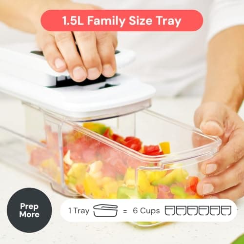 Fullstar Vegetable Chopper & Mandoline Slicer - Julienne Cutter Dicer Grater for Food Veggie Onion Cucumber Tomato Salad Potato Cheese - Kitchen Essentials & Gadgets (PRO XL 6-in-1, Black) — view 6