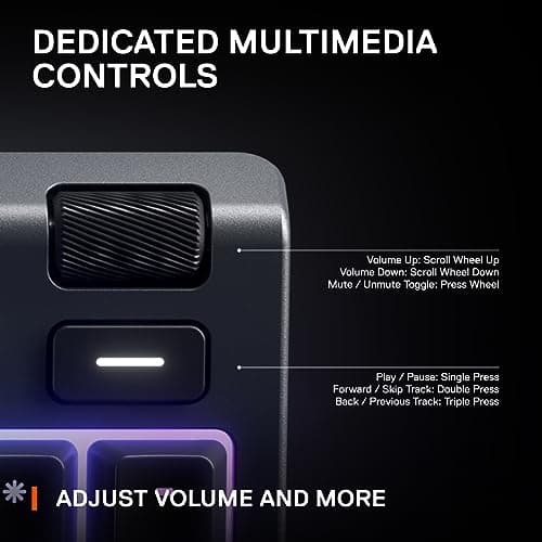 SteelSeries Apex 3 RGB Gaming Keyboard – 10-Zone RGB Illumination – IP32 Water Resistant – Premium Magnetic Wrist Rest (Whisper Quiet Gaming Switch) — view 5
