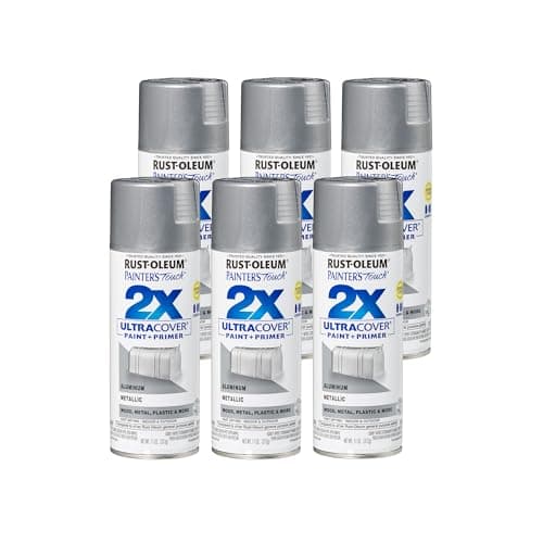 Rust-Oleum 334058-6PK Painter's Touch 2X Ultra Cover Spray Paint, 11 oz, Metallic Aluminum, 6 Pack