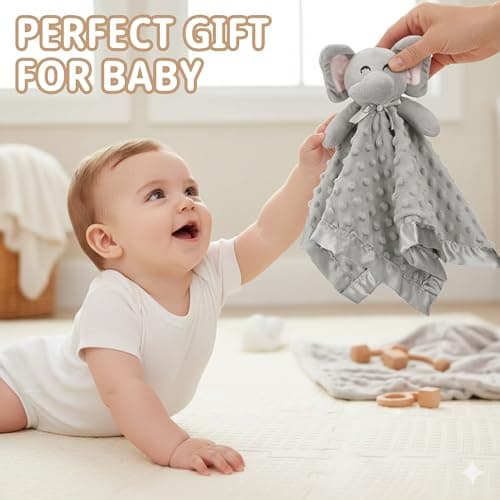 Pro Goleem Elephant Security Blanket, Soft Lovey Unisex Lovie Baby Gifts for Boys and Girls Snuggle Toy Stuffed Animal Newborn Essentials and Items Grey 16 Inch — view 6