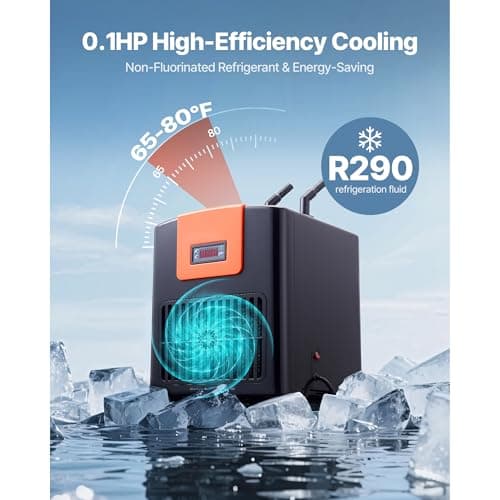 Uargd Aquarium Chiller for 52 Gallons, 1/10 HP Water Cooling System for Hydroponics, Efficient Cooling for Fish Tanks, Axolotls, and Coral Reefs, Quiet Compressor, Titanium Evaporator — view 2