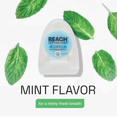 REACH Ultraclean Dental Floss, Mint, Plaque Remover for Teeth, Shred Resistant, Waxed, Easy on Gums & Teeth, Mint, Oral Care, PFAS Free, for Adults & Kids, 6 Pack, 30 yd — view 6