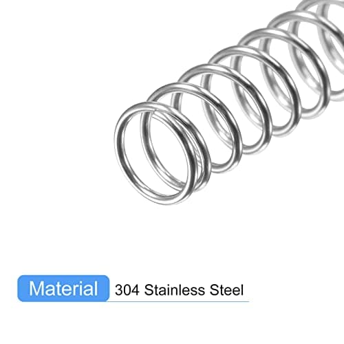 uxcell Compression Spring, 5Pcs 304 Stainless Steel, 5mm OD, 0.5mm Wire Size, 25mm Free Length, Silver Tone — view 3