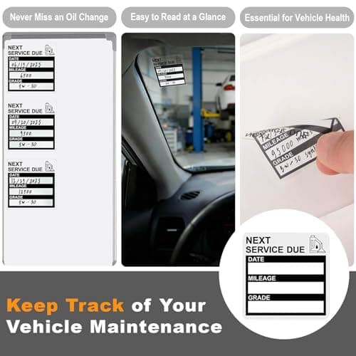 Static Cling Oil Change Stickers for Windshield, 120 Pcs 2x2 Inches No Glue No Residue Clear Next Service Due Reminder Labels for Car Window, Upgraded Transparent Removable Auto Maintenance Sticker — view 5