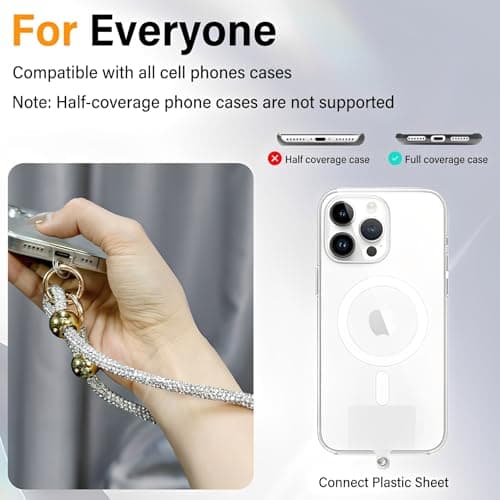 CCSmall Rhinestone Phone Charm Wrist Strap Detachable Diamond HL Silver — view 3