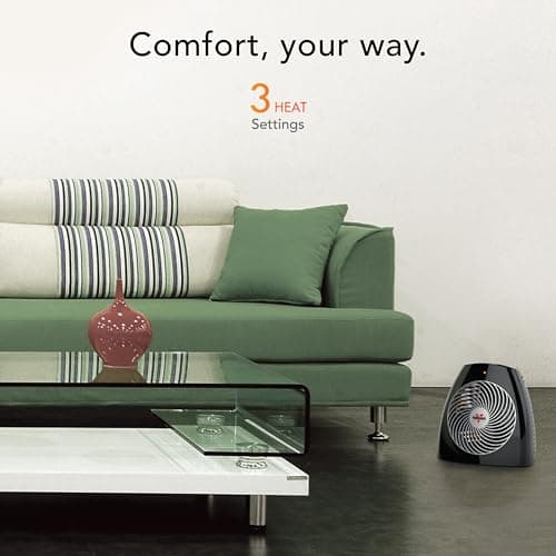 Vornado MVH (2025) Space Heater, 3 Heat Settings, Adjustable Thermostat, Tip-Over Protection, Auto Safety Shut-Off System, Indoor Use, Whole Room Heating, Black — view 4