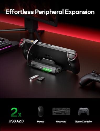 JSAUX 4K@120Hz Docking Station for Steam Deck/OLED/ROG Ally X/Legion Go/MSI Claw, 5-in-1 Dock for Steam Deck OLED with HDMI, 100Mbps Ethernet, Dual USB A 2.0 and 100W USB C Port （HB0602S Upgraded） — view 4