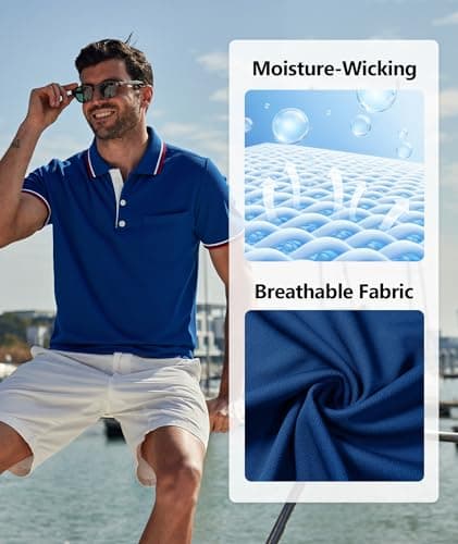 ZITY Men Polo Shirts Short Sleeve with Pocket Golf Polo Wicking Shirts for Men Casual Collared T-Shirts — view 3
