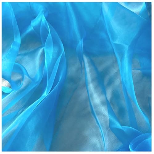 MDS® Pack of 10 Yard Sheer Organza Fabric for Wedding Party Home Event Banquet Decorations, Backdrop Curtain Craft Dress Sewing Fashion DIY Crystal Organza Tulle Fabric Bolt 44” Wide - Blue — view 2