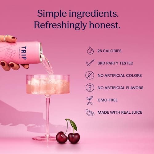 TRIP Lightly Sparkling Adaptogen Seltzer, Non-Alcoholic Mocktail with Magnesium, Ashwagandha, Lions Mane & L Theanine, No Added Sugar, Vegan, Citrus Berry Variety Pack, 12 Oz, 12Pk — view 5
