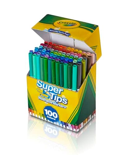 Crayola Super Tips Marker Set (100ct), Fine Point Washable Markers, Teacher Must Haves, Back to School Supplies for Kids & Adults, Art Supplies, Ages 3+