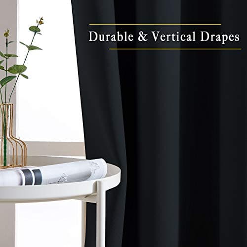 NICETOWN Blackout Curtains 2 Panels - Black Out Curtains 84 Inch Long,Insulated Curtains Room Darkening Grommet Curtains for Bedroom Living Room Windows (52 by 84 Inches,Black,Set of 2) — view 5