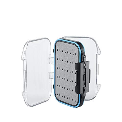 Gonex Fly Boxes for Fly Fishing Jig Boxes Two-Sided Waterproof Lightweight Fly Fishing Box Easy Grip Transparent Lid Fly Fishing Lures Box, 4.1"x 3.0"x 1.2", Grey