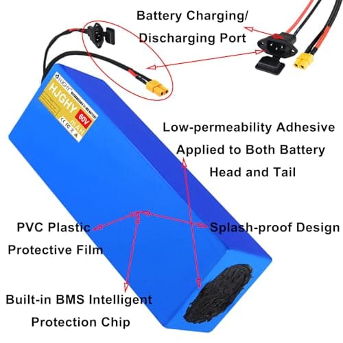 HJGHY PVC Battery Pack 60V 12Ah 15Ah 20Ah 25Ah 30Ah Lithium Battery 60V Replacement Batteries with Character 3pins Male for Electric Motorcycle Motor,60v30ah — view 2