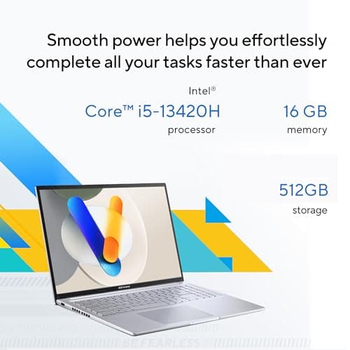 ASUS Vivobook 16 Laptop, 16” WUXGA 60Hz Display, Intel Core i5-13420H, Intel Iris Xᵉ Graphics, 16GB Memory, 512GB Storage, Windows 11, Cool Silver, F1605VA-ES56 — view 3