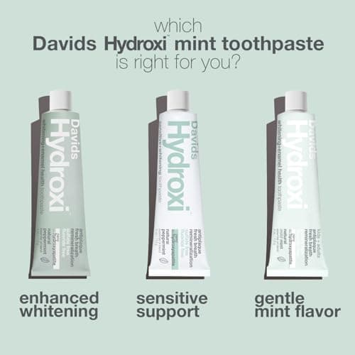 Davids Hydroxi Fluoride Free Nano Hydroxyapatite Toothpaste for Remineralizing, Sensitive Support, Whitening, Antiplaque, SLS Free, Natural Peppermint, 4oz, Made in USA — view 5