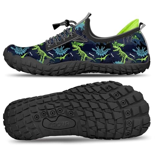 CROVA Built-in Heel Grips Water Shoes for Kids Girls Boys Hiking Shoes Wide Barefoot Swim Beach Pools Slip-On Quick Dry Lightweight for Big Little Kids Toddler