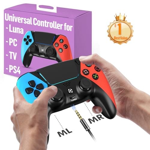 Enstixsm Upgraded for Luna Controller with Back Paddles,Turbo,Wireless Fire TV Game Controllers for PC,GeForce NOW,Firestick,Replacement for Luna Gamepad with ALPS Joystick,No Drift Stick, (Blue and Red)