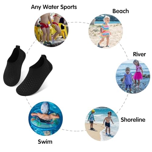 JOINFREE Kids Barefoot Socks Girls Water Shoes Anti-Slip Summer Aqua Shoes Boys Beach Shoes Dot Black 8-8.5 Toddler — view 5