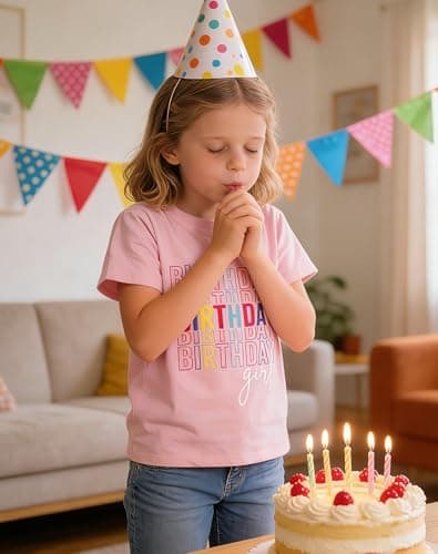 Cozkkidx Birthday Girl Letter Printed Shirt 6th 7th Little Kid Short Sleeve Tee Shirts 100% Cotton Shirt for Party B-Day Gift 6-7t — view 5