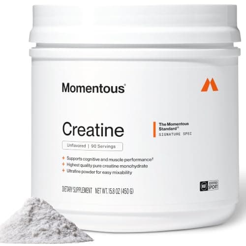 Momentous Creatine Monohydrate Powder - Creatine Powder - Supports Strength, Lean Muscle, & Recovery for Men & Women - NSF Certified for Sport - 5 g per Serving - 90 Servings