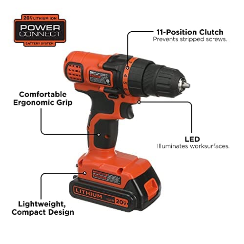 BLACK+DECKER 20V MAX 68-Piece Cordless Drill and Home Tool Project Kit with Tool Storage Bag (LDX120PK) — view 2