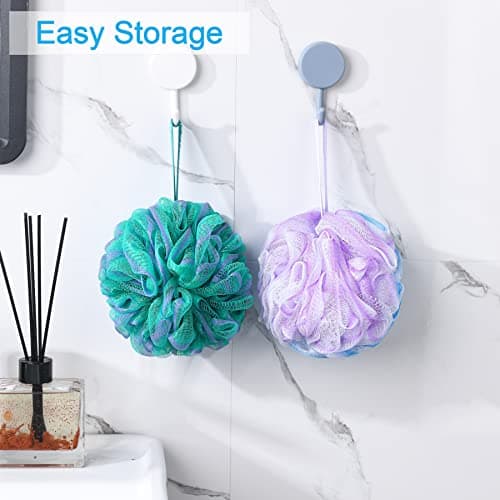 AmazerBath Loofah Sponge 75g/Piece, Exfoliating Bath Sponge Body Scrubber - Loofa Set of 4 Flower Color (Large, Green-Purple) — view 6