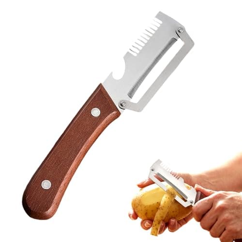 Multifunctional Vegetable Peeler for Kitchen, 2026 New 2 in 1 Stainless Steel Blade with Wooden Handle and Bottle Opener, Ultra-Sharp Kitchen Tool for Fruits and Vegetables (1)