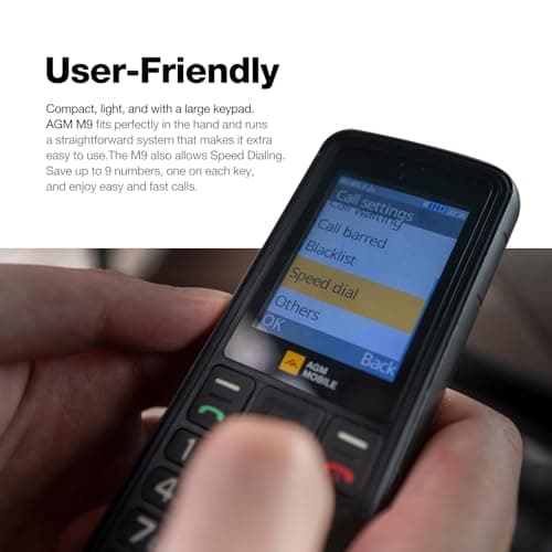 AGM M9 Rugged Feature Phone, 4G Basic Cell Phone, Simple Mobile Phones, IP68 & IP69K Waterproof, Drop-Proof, Large Buttons, Large Fonts, Speed Dial, 3 Card Slots, FM Radio, Flashlight, 1200mAh Battery — view 3