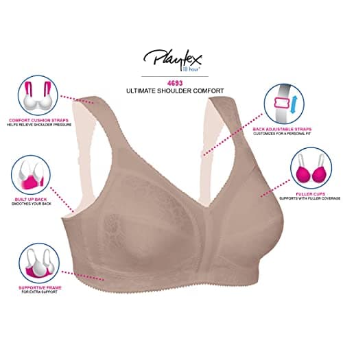 Playtex Women's 18 Hour Original Comfort Strap Wirefee Bra, White, 44DD — view 5
