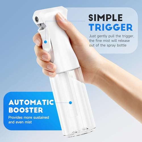Spray Bottle for Hair, Continuous Ultra Fine Mister Spray Bottle, Refillable Water Sprayer for Hairstyling, Plants, Pets, Cleaning, Skincare (3 Pack 6.8OZ/200ML,White+Black+Terracotta) — view 2