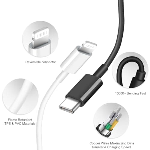 iPhone Charger Fast Charging USB C Charger Block Type C Charge iPad with 6FT C Chargers Cord Compatible with iPhone14/14 Pro Max/13/13Pro/12/12 Pro/11,iPad(Black) — view 2