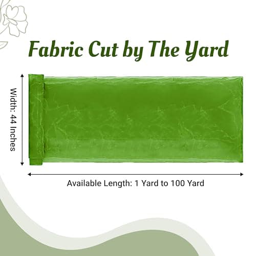 MDS® Pack of 10 Yard Sheer Organza Fabric for Wedding Party Home Event Banquet Decorations, Backdrop Curtain Craft Dress Sewing Fashion DIY Crystal Organza Tulle Fabric Bolt 44” Wide - Apple Green