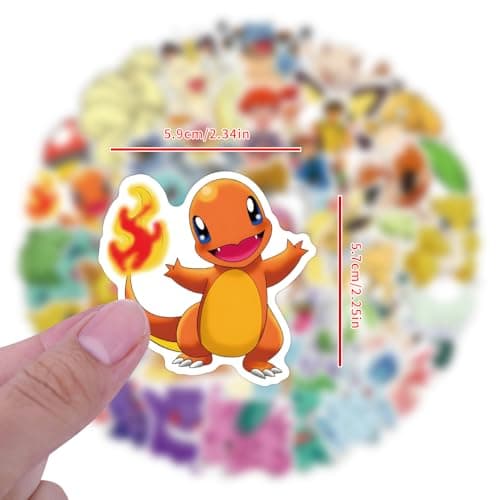 50pcs Cute Pokemon Cartoon Stickers for Water Bottle, Cool Monster Waterproof Vinyl Stickers for Adult Teen Girl Kids Laptop Skateboard Bike Guitar Laggage Travel Case Helmet Notebook Scrapbook — view 2