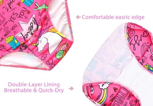 Nokecina Girls Bathing Suit Size 9-10 Years Old One Piece Hotpink Swimsuit Classic Cartoon Swimwear with UV Protection — view 4