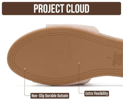 Project Cloud 100% Genuine Leather Sandals Women Dressy - Non-Slip Womens Sandals with Memory Foam Insole Slides for Women Footwear - Lightweight Flat Sandals for Women 2026 (Cannes, LATTESUED,8M) — view 3