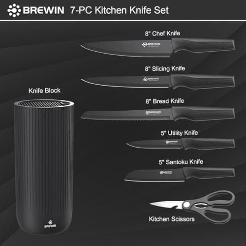 Brewin Knife Set, Kitchen Knife Set, Knives Set for Kitchen, Universal Knife Block, Utility Knife Block Set, New Home Essentials, Apartment Essentials, Dishwasher Safe — view 4