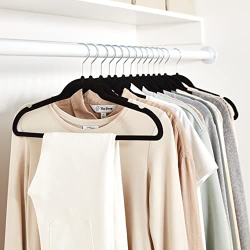 Amazon Basics Slim Velvet Non-Slip Space Saving Suit Clothes Hangers, Closet Organizer, Black, 50-Pack — view 6