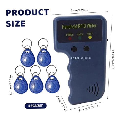 RFID Reader Writer Set 125KHz Proximity ID Duplicator Handheld RFID Writer with 5 Writable Key Fobs, Not Include Battery, Reader Duplicator — view 5