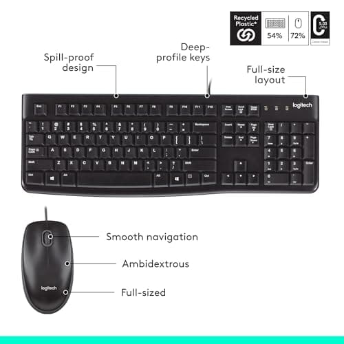 Logitech MK120 Full Size Wired Keyboard and Mouse Combo - Black — view 6