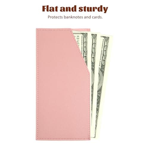 PU Leather Cash Holder, Cash Envelope Wallet Reusable Money Clip for Travel and Budgeting Portable Money Holder Credit Card Organizer for Women Men Receipt Bill Holders Coupon (Pink) — view 6