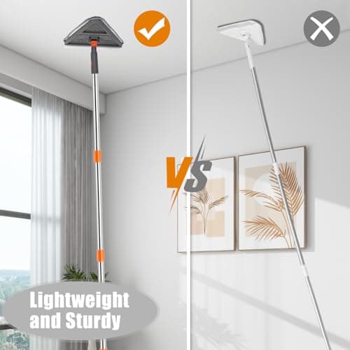 CALBEAU Baseboard Cleaner Tool with Handle, Folding Wall Mop with 86" Extension Pole, Swivel Wall Cleaner Mop with Squeegee, 8 Reusable Pads for Baseboard, Wall, Ceiling, Window, Floor, Dark Gray — view 3