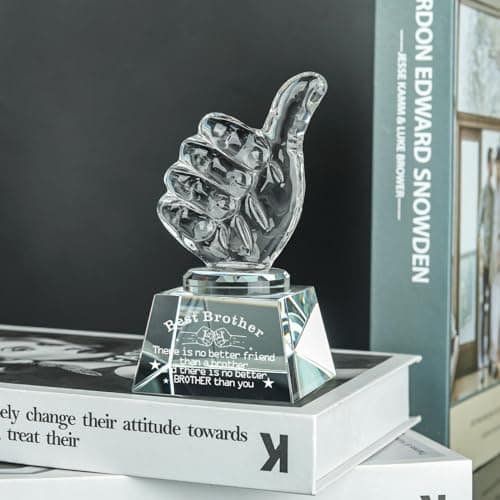 LONGWIN Gifts for Brother Adult Crystal Awards with Thumbs Up, Birthday from Sister Brother, Unique Presents