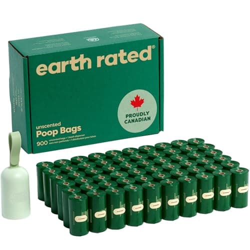 Earth Rated Dog Poop Bag Holder with Dog Poop Bags Rolls, New Look, Durable and Guaranteed Leakproof, Unscented, 1 Dispenser and 900 Bags