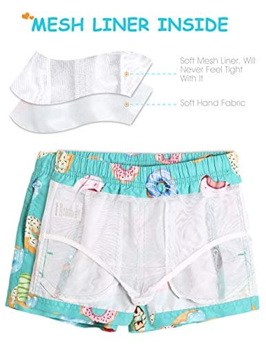 maamgic Boys Swim Trunks Swim Shorts Toddler Bathing Suit Quick Dry Beach Board Shorts for All Ages,Doughnut Green,5-6 Years