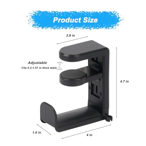 Galiejar Universal Headphone Hook & Headset Holder, Black — view 2