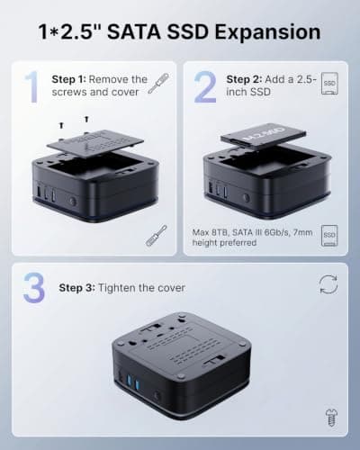 KAMRUI AK1PLUS Mini PC Computer, Intel Celeron N5095 (Up to 2.9GHz), 16GB RAM 256GB SSD, Dual 4K Mini Desktop Computer, Support 2.5'' SSD Expansion, WiFi, Bluetooth, Ethernet, Business Home Office PC — view 5